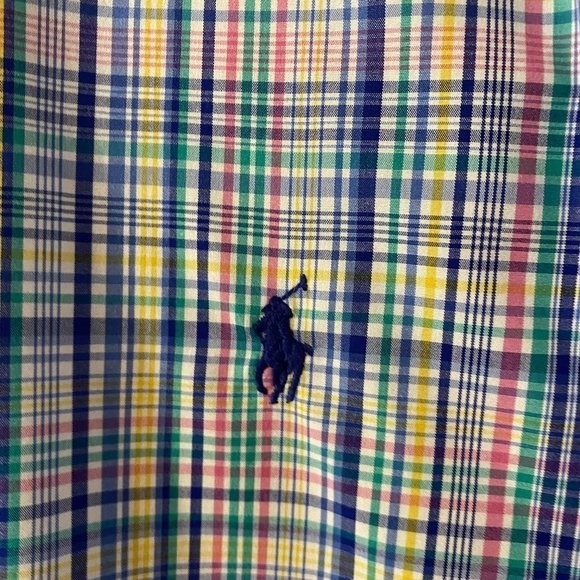 Polo Ralph Lauren, Men's 16.5 - 34/35 LS, 100% Cotton, Plaid pastel colors - Picture 2 of 5
